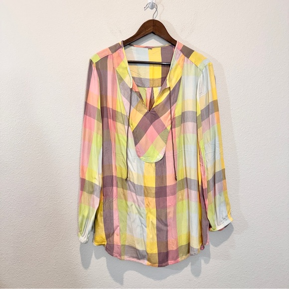 Melissa McCarthy Seven7 Tops - Seven7 Melissa McCarthy Pastel Gingham Boho Tunic Blouse Spring Easter Outfit 3X